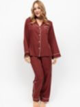 Fable & Eve Fitzrovia Shirt Long Pyjama Set, Rust