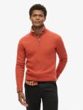 Superdry Essential Embroidered Knitted Half Zip Jumper, Autumnal Orange