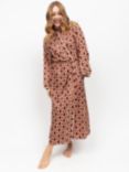 Fable & Eve Fitzrovia Chain Long Dressing Gown, Rust/Multi