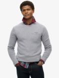 Superdry Essential Slim Fit Crew Jumper, Cloud Grey Marl