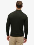 Superdry Essential Embroidered Knitted Half Zip Jumper, Dark Moss Marl