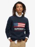 Superdry Vintage Athletic Knit Jumper, Eclipse Navy