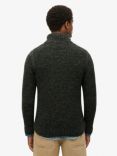 Superdry Jacob Cable Knit Half Zip Jumper, Black Twist