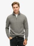 Superdry Cotton Classics Knit Henley Jumper, Grey Marl