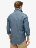 Superdry Cotton Workwear Long Sleeve Shirt, Mid Blue