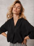 Mint Velvet Button Cuff Long Sleeved Shirt, Black