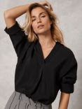 Mint Velvet Button Cuff Long Sleeved Shirt, Black