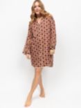 Fable & Eve Fitzrovia Chain Long Sleeve Nightshirt, Rust/Multi