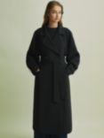 FLORERE Pleated Back Trench Coat, Black