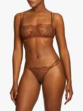 Coco de Mer Rosalia Lace Thong, Cocoa