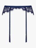 Coco de Mer Beatrice Lace Suspender Belt, Navy