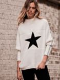 Mint Velvet Blend Star Knit Jumper, Ivory/Black