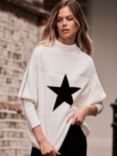 Mint Velvet Blend Star Knit Jumper, Ivory/Black