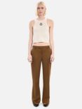 THE KOOPLES Wide Leg Wool Trousers, Khaki