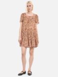 THE KOOPLES Short Sleeve Floral Print Mini Dress, Camel