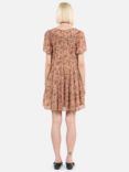 THE KOOPLES Short Sleeve Floral Print Mini Dress, Camel