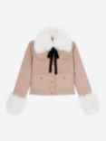 THE KOOPLES Boxy Faux Fur Trim Jacket, Beige