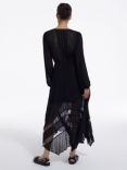 THE KOOPLES Pleated Asymmetric Flared Maxi Dress, Black