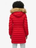 Superdry Fuji Faux Fur Hood Mid Length Coat, Dark Red