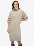 Superdry Chunky Rib Knit Jumper Dress, Light Grey Twist