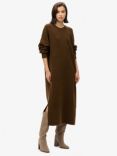 Superdry Slouch Wool Blend Jumper Dress, Dark Brown Twist