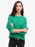 Superdry Brushed Crew Neck Jumper, Drop Kick Green