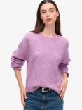 Superdry Brushed Crew Neck Jumper, Lilac Pink Twist