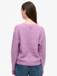 Superdry Brushed Crew Neck Jumper, Lilac Pink Twist