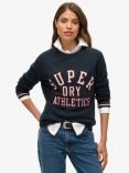 Superdry Slouchy Knitted Graphic Crew Jumper, Deep Navy