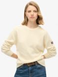 Superdry Organic Cotton Slouchy Knitted Crew Sweatshirt, Natural White