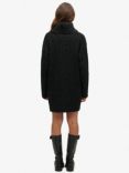 Superdry Roll Neck Cable Wool Blend Jumper Dress, Black