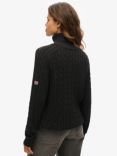 Superdry Slouchy Cable Roll Neck Jumper, Dark Charcoal Grey