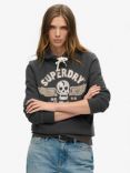 Superdry Organic Cotton Blend Embellished Poster Hoodie, Washed Black