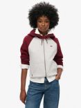 Superdry Essential Baseball Zip Hoodie, Burgundy/ Grey