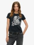 Superdry Embellished Poster Organic Cotton T-Shirt, Jet Black