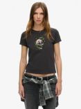 Superdry Tattoo Rhinestone Organic Cotton T-Shirt, Bison Black