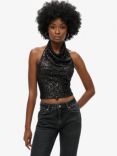 Superdry Cowl Halter Neck Sequin Top