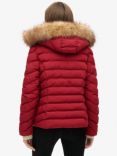 Superdry Fuji Faux Fur Hooded Padded Jacket, Stanton Red