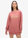 Superdry Luxe Metallic Logo Sweat Dress, Withered Rose