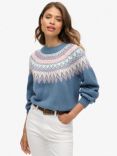 Superdry Heart Fair Isle Jumper, Ecru/Multi