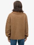 Superdry Cable Roll Neck Jumper, Caramel Twist