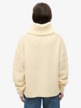 Superdry Roll Neck Cable Knit Wool Blend Jumper, Island Ecru