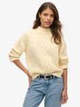 Superdry Cable Mock Neck Jumper, Island Ecru