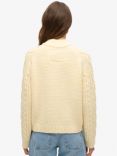 Superdry Cable Mock Neck Jumper, Island Ecru