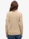 Superdry Slouchy Cable Roll Neck Jumper, Winter Taupe Twist