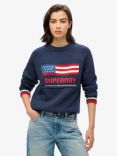 Superdry Americana Crew Knit Jumper, Eclipse Navy