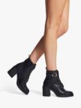 Carvela Temple Buckle Detail Lace Up  Ankle Boots, Black