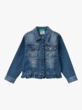 Benetton Kids' Frill Hem Denim Jacket, Blue