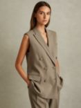 Reiss Petite Madelyn Longline Waistcoat, Khaki