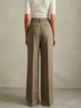 Reiss Petite Madelyn Wide Leg Trousers, Khaki